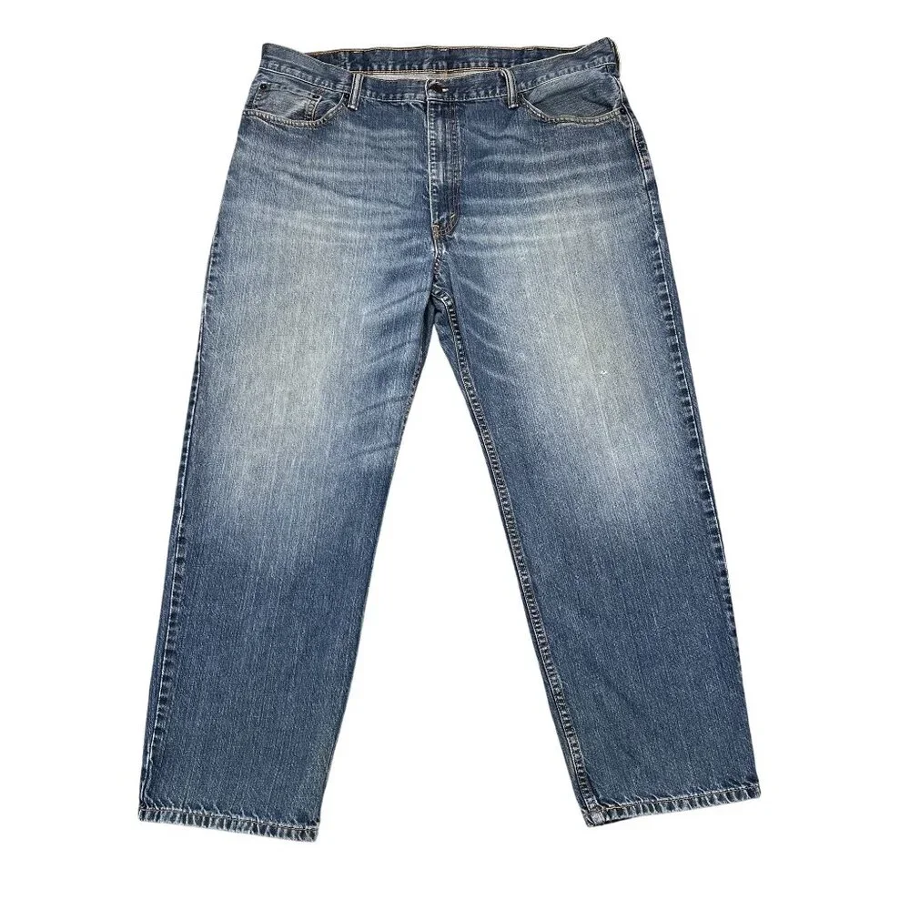 Levis 550 Jeans Mens 42x30 Straight Leg Distressed Faded Mid‎ Rise Medium Wash